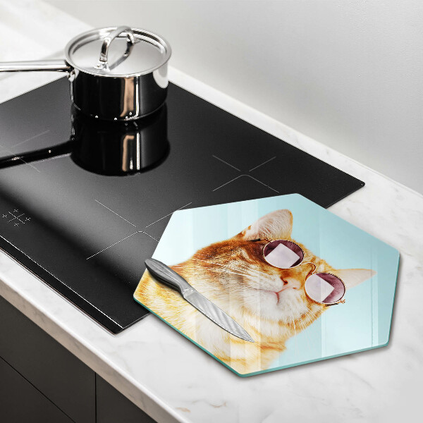 Protection plaque induction Chat rouge avec des lunettes