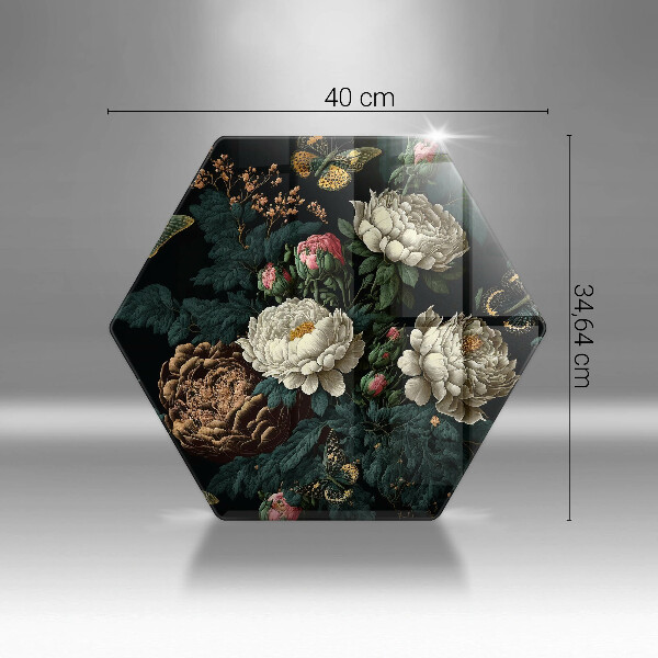 Protection plaque induction Fleurs de pivoine vintage