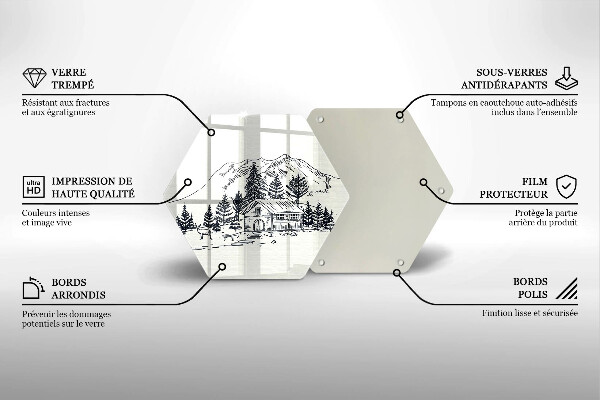 Cache plaque de cuisson Dessin d'un chalet à la montagne