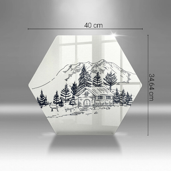 Cache plaque de cuisson Dessin d'un chalet à la montagne