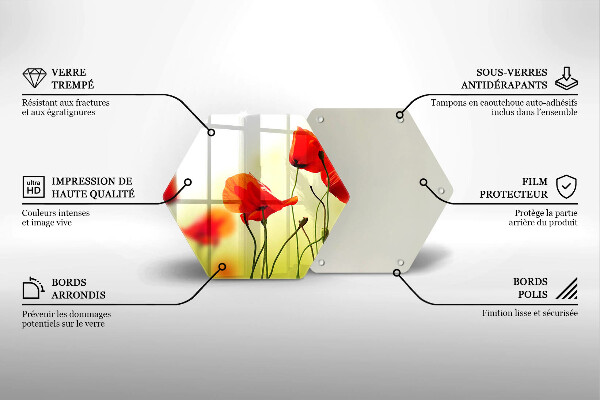 Cache plaque de cuisson Fleurs de coquelicots rouges