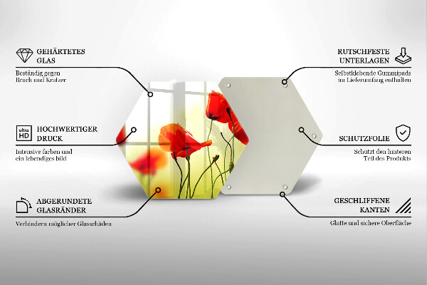 Cache plaque de cuisson Fleurs de coquelicots rouges