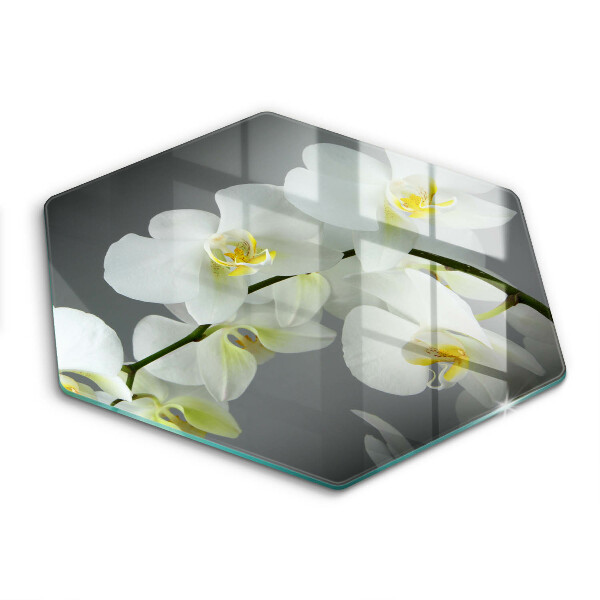 Cache plaque de cuisson Fleurs d'orchidées blanches