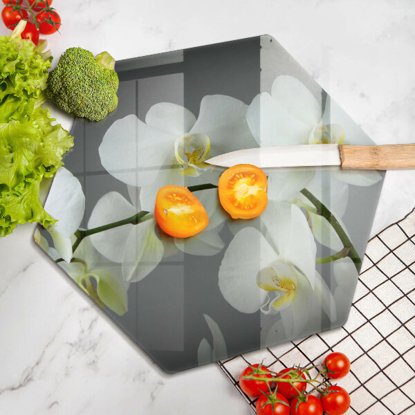 Cache plaque de cuisson Fleurs d'orchidées blanches