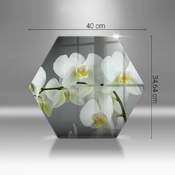 Cache plaque de cuisson Fleurs d'orchidées blanches