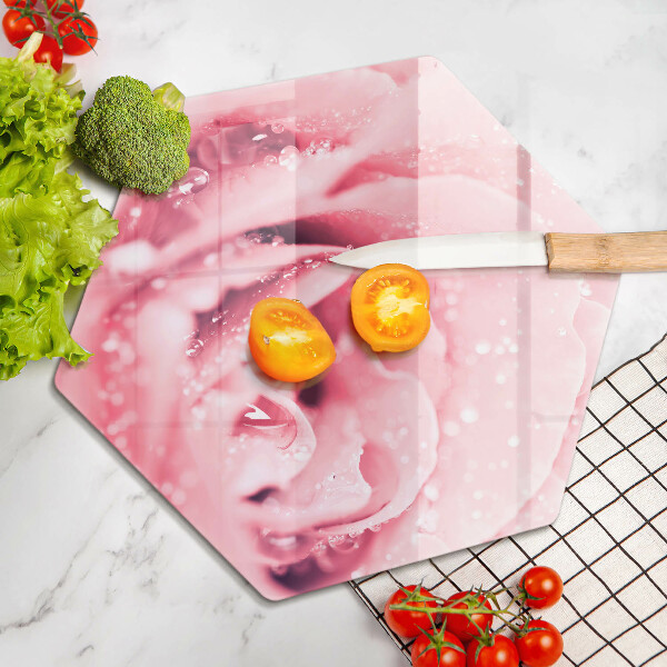 Protection plaque induction Gouttes de rosée et fleur rose