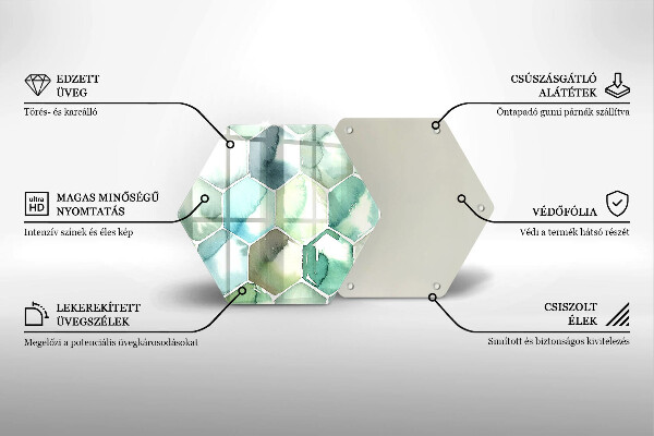 Protection plaque induction Hexagones aquarelle