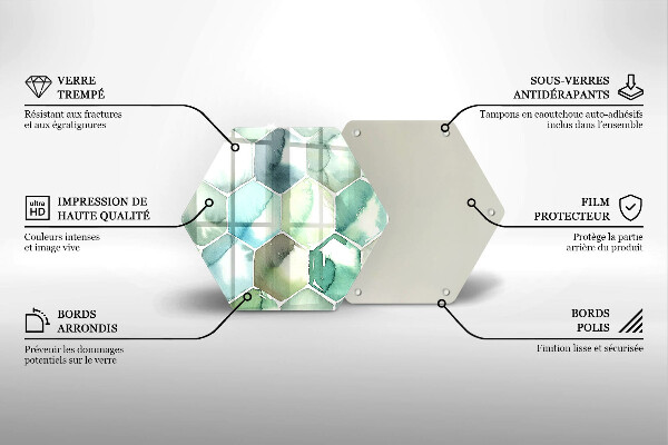 Protection plaque induction Hexagones aquarelle