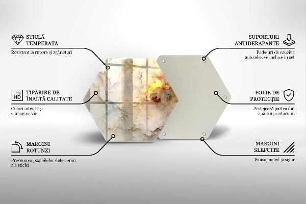 Protection plaque induction Texture de marbre avec de l'or