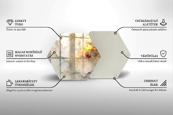 Protection plaque induction Texture de marbre avec de l'or