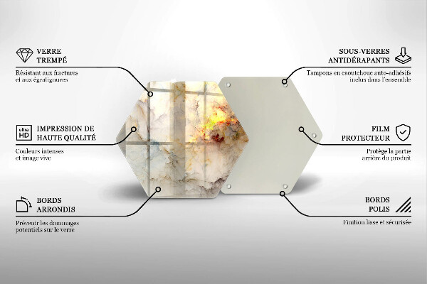 Protection plaque induction Texture de marbre avec de l'or