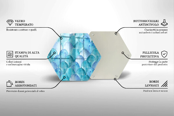 Cache plaque de cuisson Écailles d'aquarelle