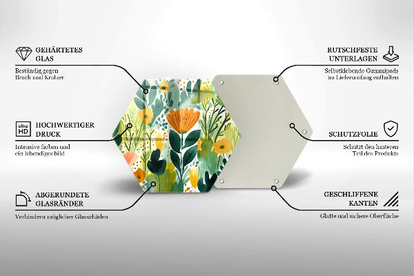 Protection plaque induction Fleurs peintes