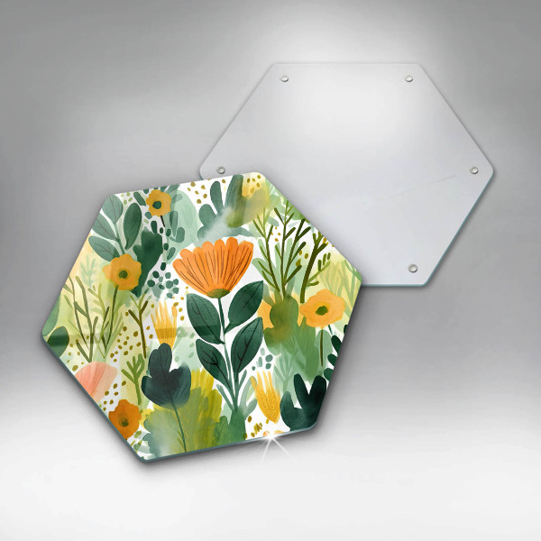 Protection plaque induction Fleurs peintes