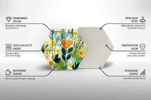 Protection plaque induction Fleurs peintes