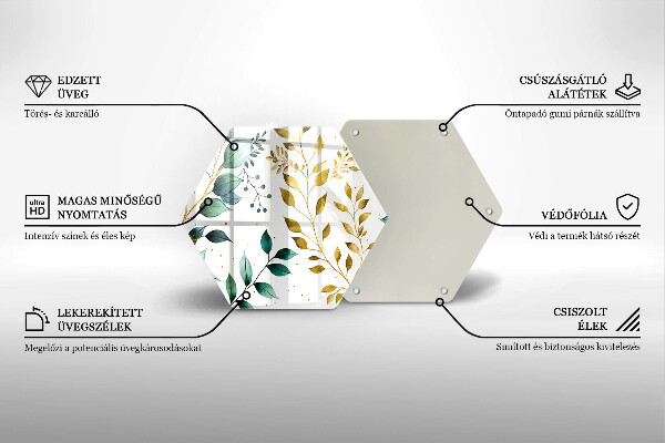 Protection plaque induction Feuilles vertes et dorées