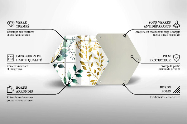 Protection plaque induction Feuilles vertes et dorées