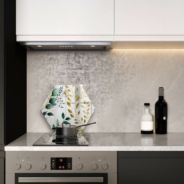 Protection plaque induction Feuilles vertes et dorées