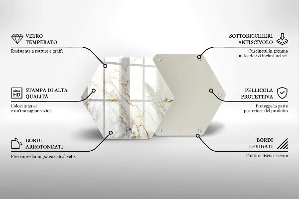 Protection plaque induction Marbre clair avec de l'or