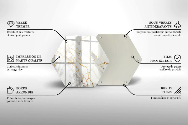 Protection plaque induction Marbre clair avec de l'or