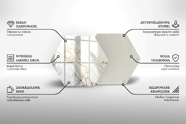 Protection plaque induction Marbre clair avec de l'or