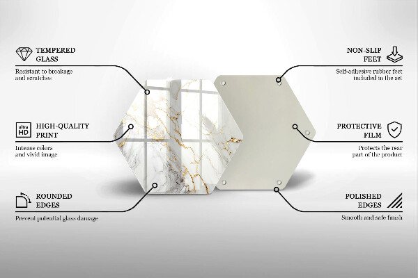 Protection plaque induction Marbre clair avec de l'or