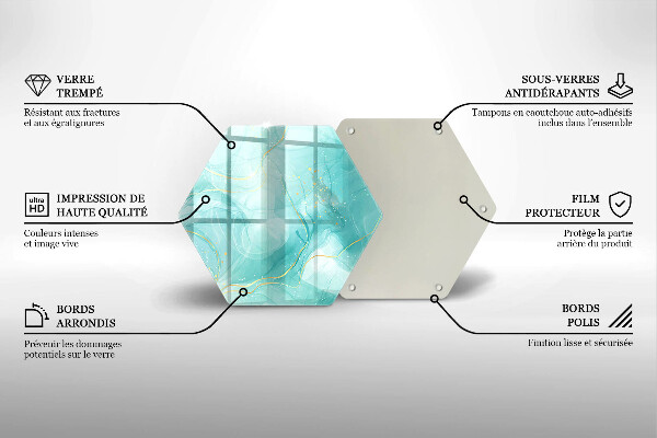 Protection plaque induction Abstraction bleue et dorée