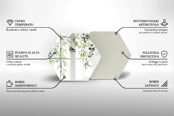 Protection plaque induction Feuilles et fleurs décoratives