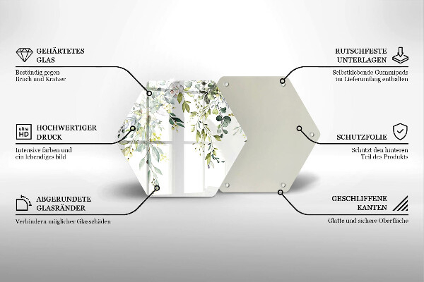 Protection plaque induction Feuilles et fleurs décoratives