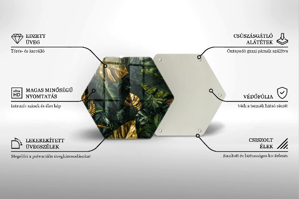 Cache plaque de cuisson Feuilles de monstera dorées