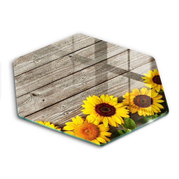 Cache plaque de cuisson Tournesols sur planches