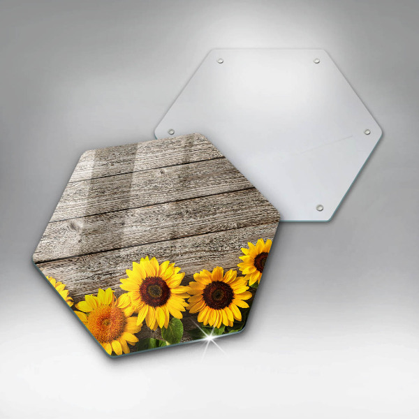 Cache plaque de cuisson Tournesols sur planches