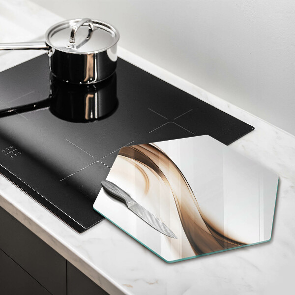 Cache plaque de cuisson Lignes brunes abstraites