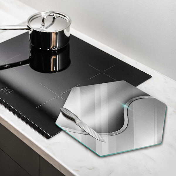 Cache plaque de cuisson Métal argenté abstrait