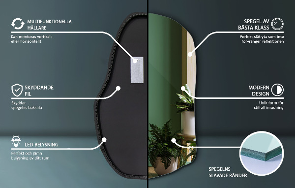 Miroir organique led unique 70x46 cm