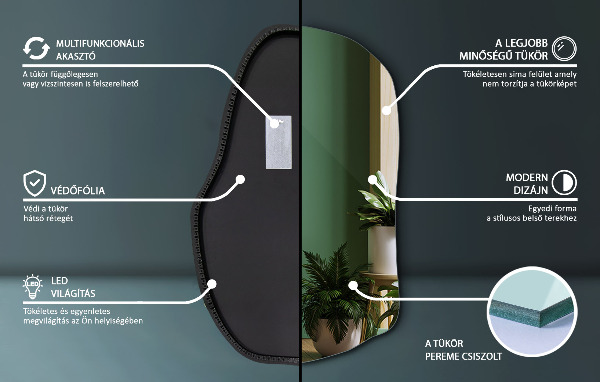 Miroir organique led unique 70x46 cm