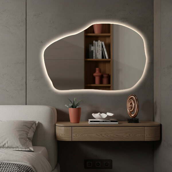 Miroir forme originale lumineux à la mode 90x59 cm