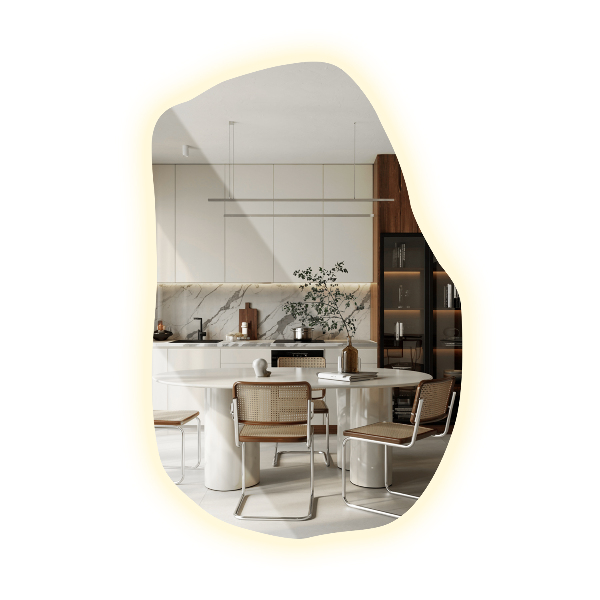 Miroir forme originale lumineux à la mode 90x59 cm