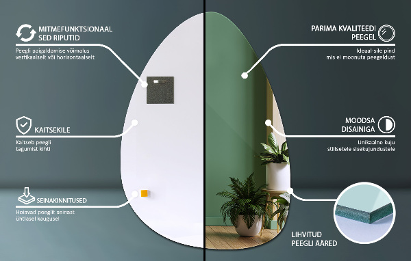 Miroir ovoïde 50x70 cm