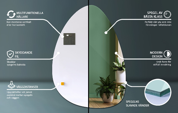 Miroir mural ovoïde 64x90 cm