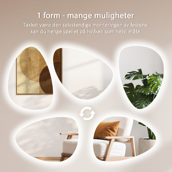 Miroir LED forme œuf 57x80 cm