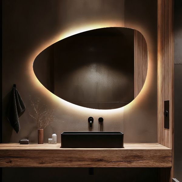 Miroir LED forme œuf 57x80 cm