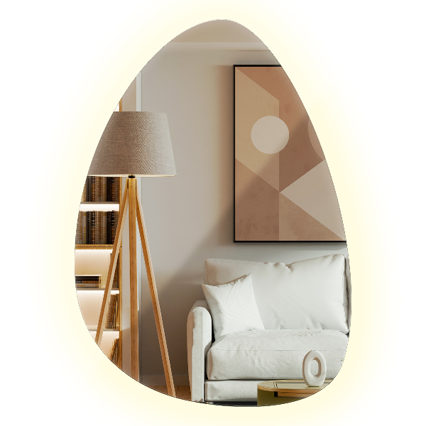 Miroir mural ovoïde avec éclairage LED 64x90 cm