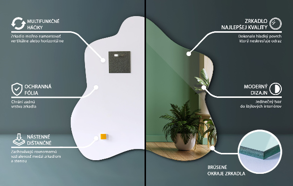 Miroir tache asymétrique 68x67 cm