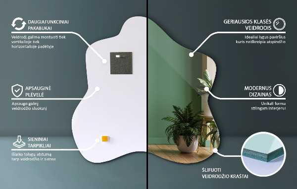 Miroir tache asymétrique 77x77 cm