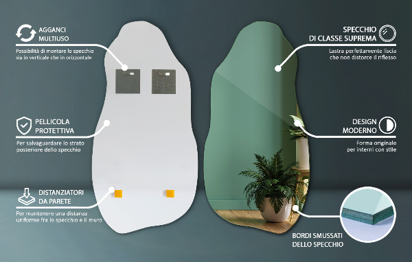 Miroir asymétrique décoratif pour le mur 40x80