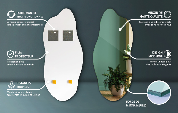Miroir forme organique sans cadre 40x90 cm