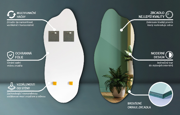 Miroir forme organique sans cadre 40x90 cm