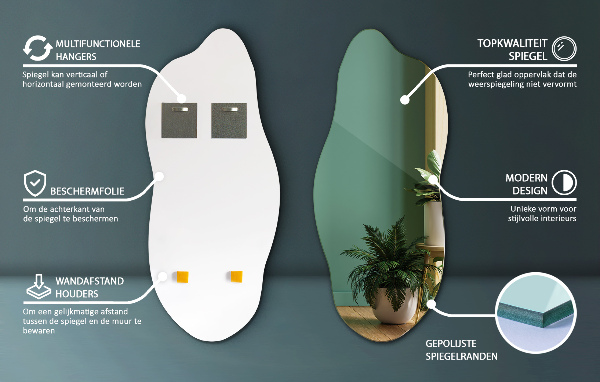Miroir forme organique sans cadre 40x90 cm
