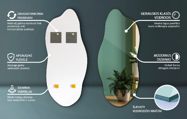 Miroir irregulier moderne 45x100 cm